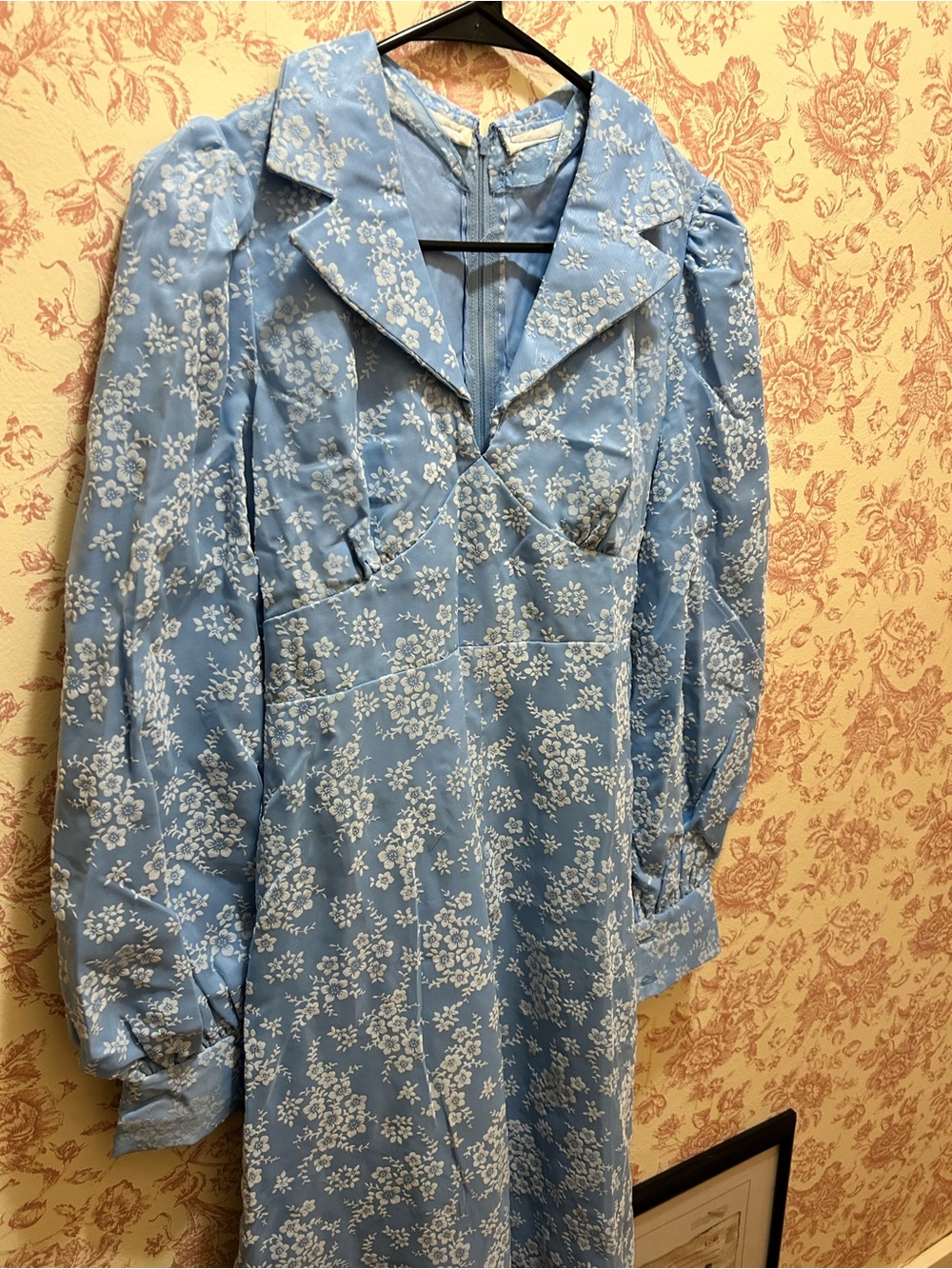 70s Homemade Cottagecore Prairie Dress with textured floral pattern